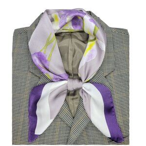 ✨Silky Satin Square Scarf Luxury Accessory Floral Iris Purple Bandana Head Neck✨
